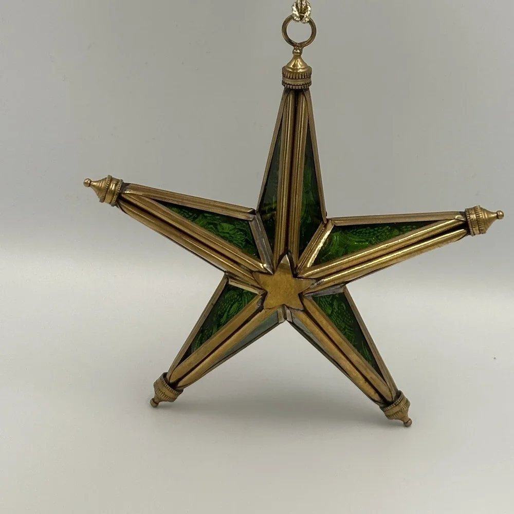 Victorian Tiffany Style‎ Christmas Emerald Green Stained Glass Star Ornament